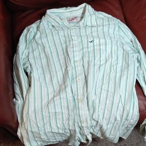 Hollister button down shirt stripe green